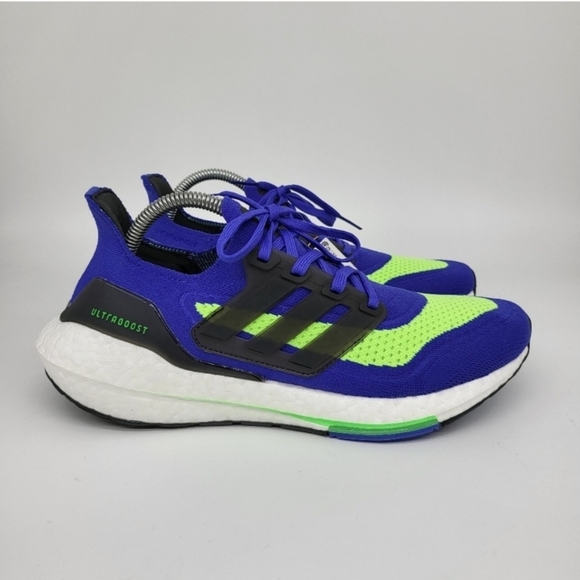 New Adidas Ultraboost 21 'Sonic Ink Screaming Green' Men's Running Shoe Size 8 - Picture 4 of 7